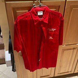 VINTAGE: Kelloggs Cornflakes Terry Labonte Red Button Down Short Sleeve Shirt